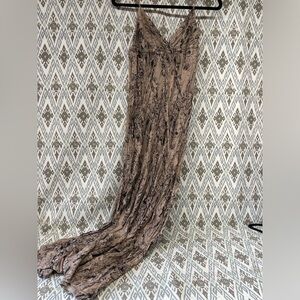 Taupe Black Snake Print Maxi Dress